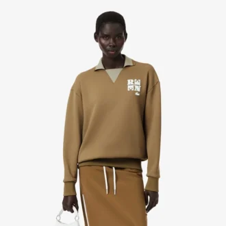 Runway-Poloshirt mit Kragenabzeichen-Akzent-Sweatshirt