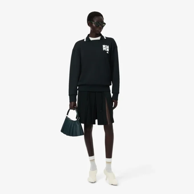 Runway-Poloshirt mit Kragenabzeichen-Akzent-Sweatshirt