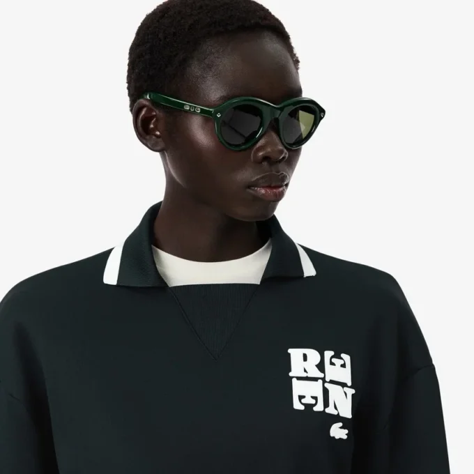 Runway-Poloshirt mit Kragenabzeichen-Akzent-Sweatshirt