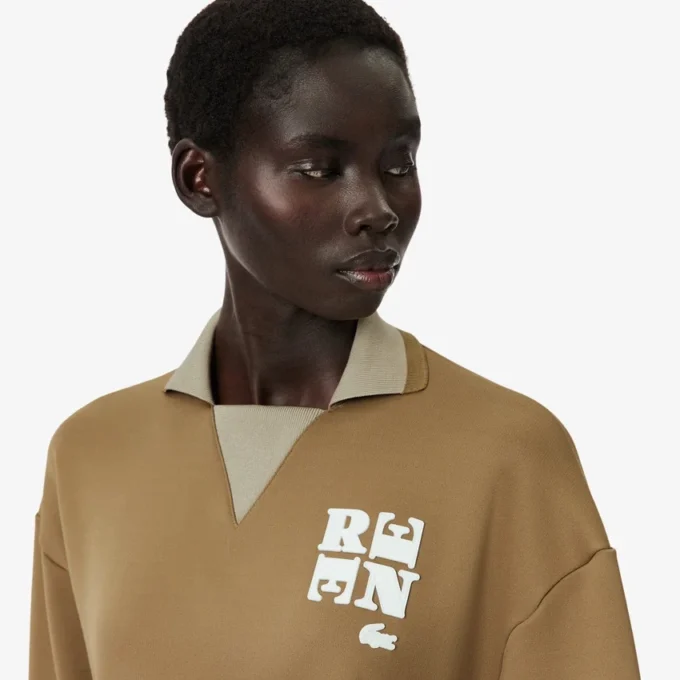Runway-Poloshirt mit Kragenabzeichen-Akzent-Sweatshirt