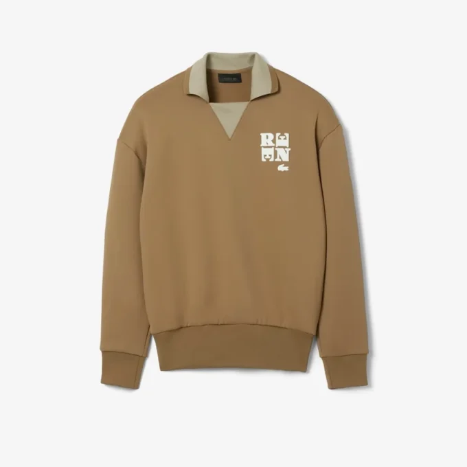 Runway-Poloshirt mit Kragenabzeichen-Akzent-Sweatshirt