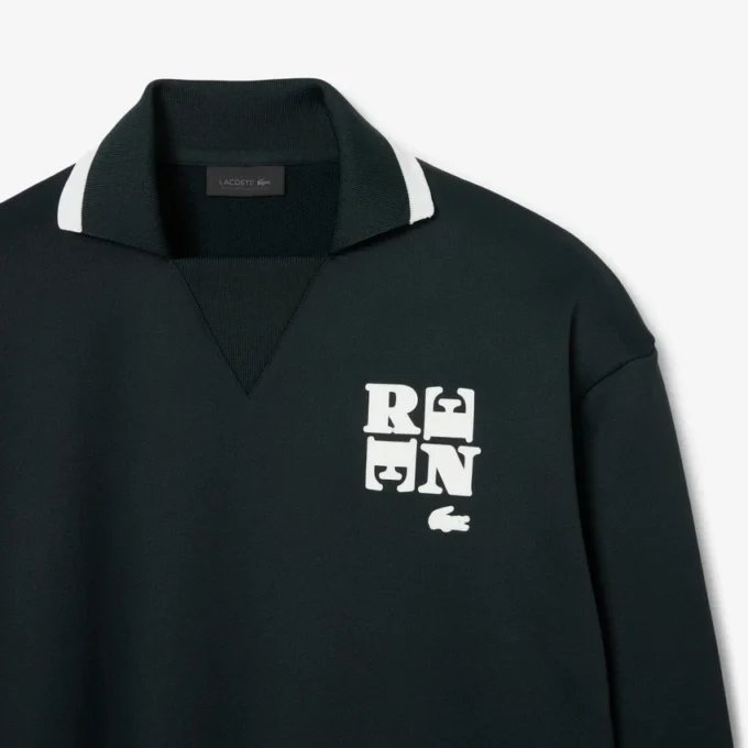 Runway-Poloshirt mit Kragenabzeichen-Akzent-Sweatshirt