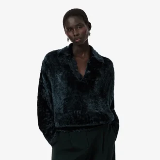 Runway-Poloshirt mit Velours-Kragen