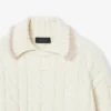 Runway-Pullover aus Wolle mit Poloshirt-Kragen und Zopfmuster