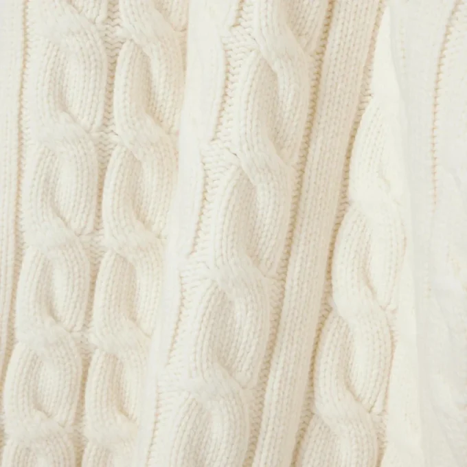 Runway-Pullover aus Wolle mit Poloshirt-Kragen und Zopfmuster