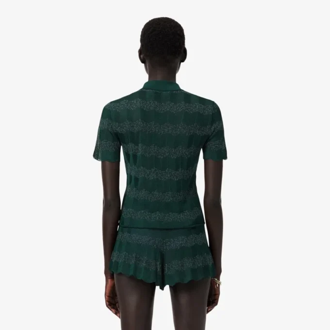 Runway-Pullover mit Polo-Kragen aus Pointelle