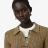 Runway-Pullover mit Zopfmuster und Poloshirt-Kragen
