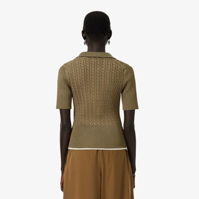 Runway-Pullover mit Zopfmuster und Poloshirt-Kragen