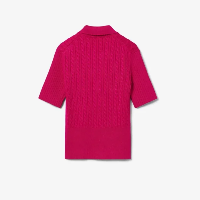 Runway-Pullover mit Zopfmuster und Poloshirt-Kragen