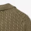 Runway-Pullover mit Zopfmuster und Poloshirt-Kragen