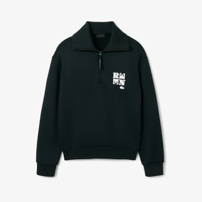 Runway-Sweatshirt mit hohem Kragen, Reißverschluss und Emblem