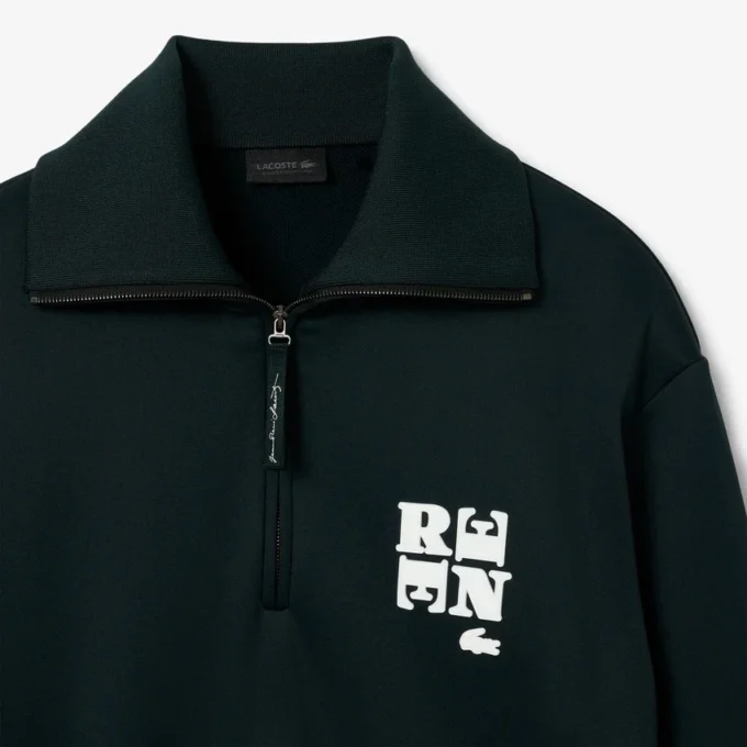 Runway-Sweatshirt mit hohem Kragen, Reißverschluss und Emblem