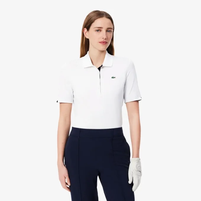 Slim-Fit-Golf-Poloshirt für Damen mit UV-Schutz und Stretch