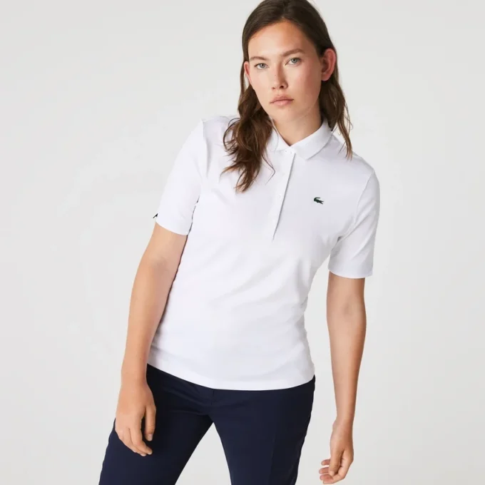 Slim-Fit-Golf-Poloshirt für Damen mit UV-Schutz und Stretch