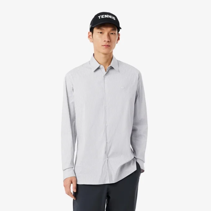 Slim-Fit-Hemd aus gestreiftem Stretch-Popeline