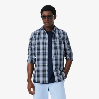 Slim-Fit-Hemd aus Stretch-Popeline mit Gingham-Print