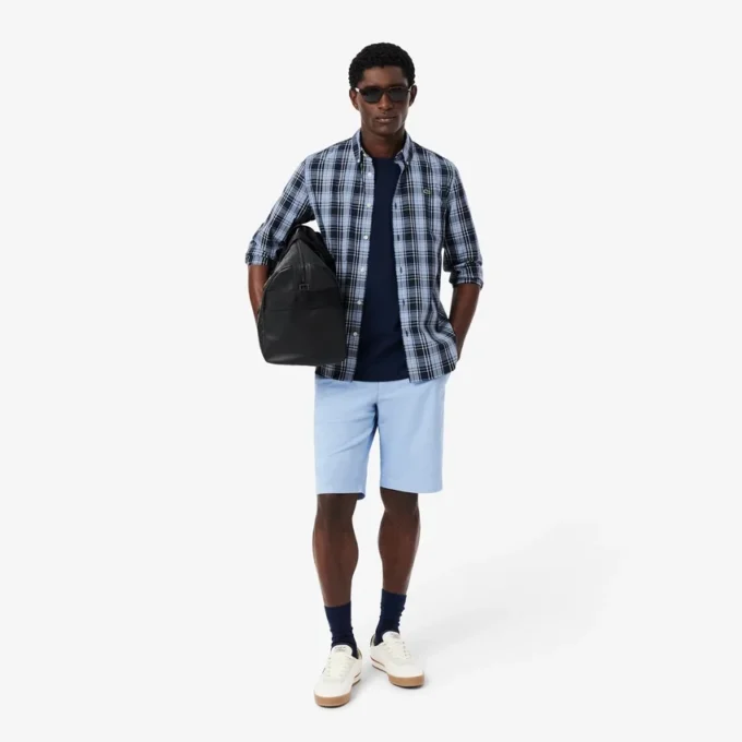Slim-Fit-Hemd aus Stretch-Popeline mit Gingham-Print