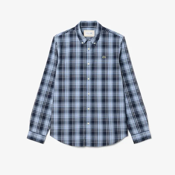 Slim-Fit-Hemd aus Stretch-Popeline mit Gingham-Print