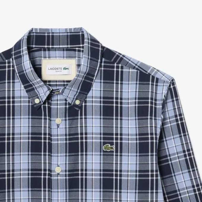 Slim-Fit-Hemd aus Stretch-Popeline mit Gingham-Print