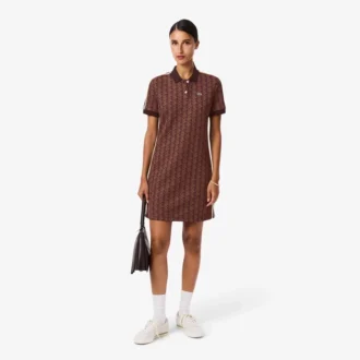 Slim-Fit-Monogramm-Poloshirt-Kleid für Damen