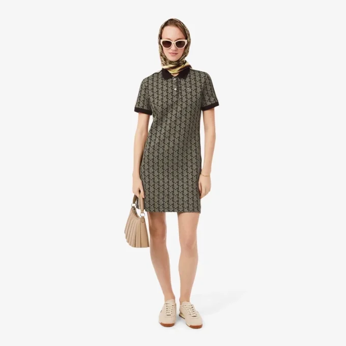 Slim-Fit-Monogramm-Poloshirt-Kleid für Damen