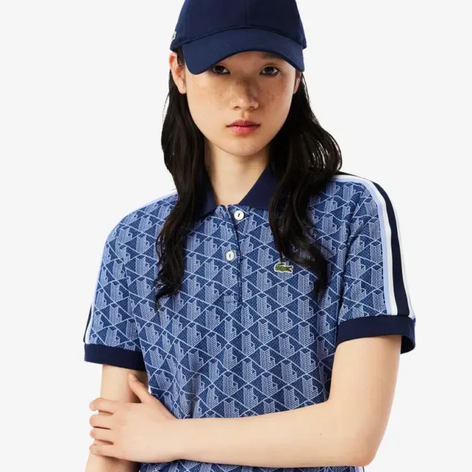 Slim-Fit-Monogramm-Poloshirt-Kleid für Damen