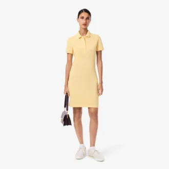 Slim-Fit-Stretch-Mini-Piqué-Poloshirt-Kleid für Damen