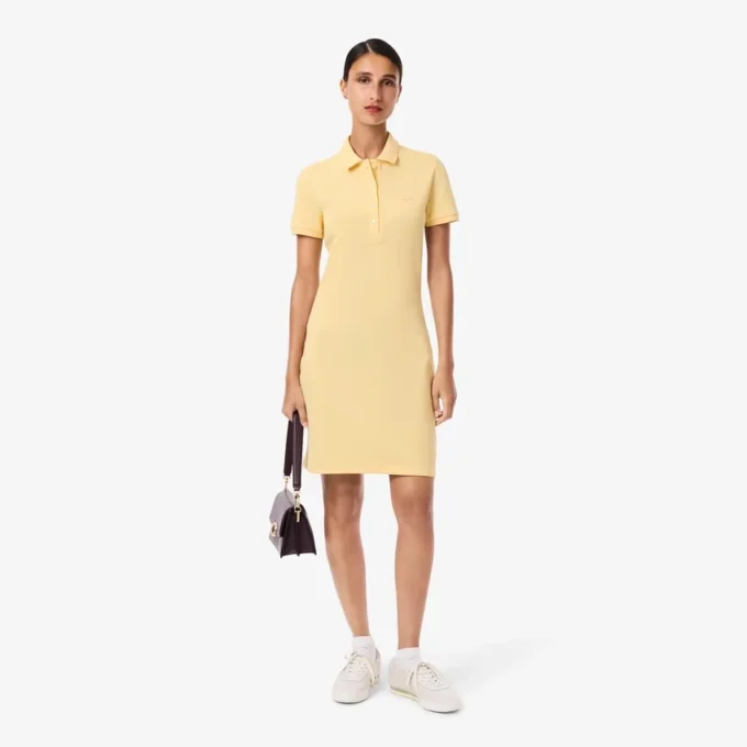 Slim-Fit-Stretch-Mini-Piqué-Poloshirt-Kleid für Damen