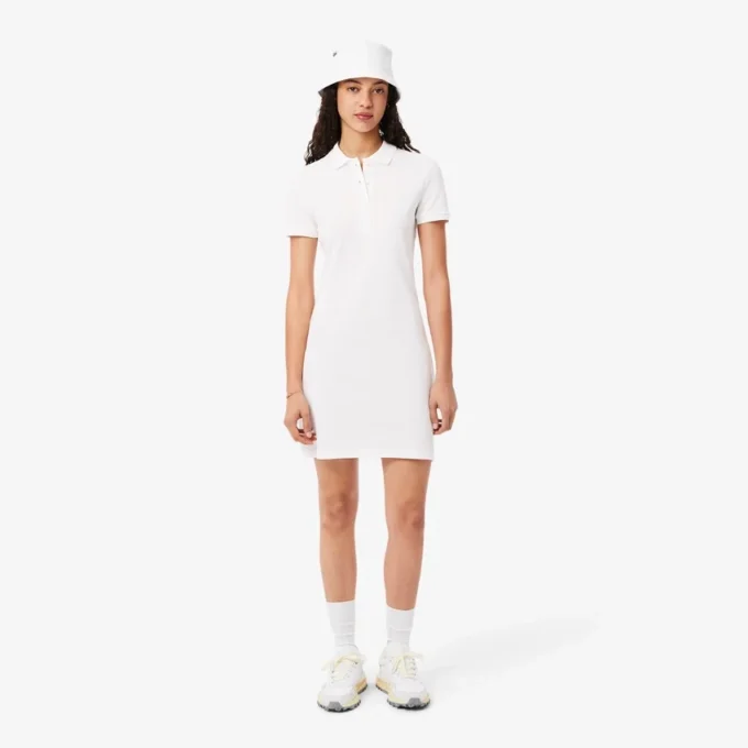 Slim-Fit-Stretch-Mini-Piqué-Poloshirt-Kleid für Damen