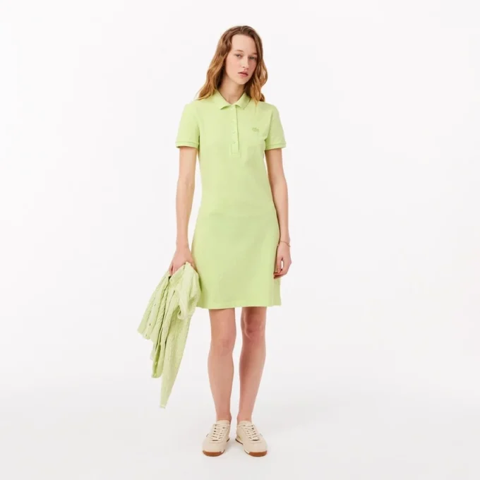 Slim-Fit-Stretch-Mini-Piqué-Poloshirt-Kleid für Damen