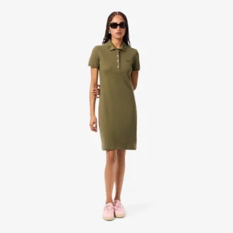 Slim-Fit-Stretch-Mini-Piqué-Poloshirt-Kleid für Damen