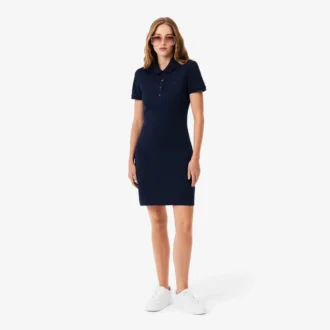 Slim-Fit-Stretch-Mini-Piqué-Poloshirt-Kleid für Damen