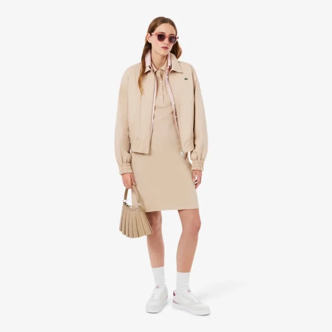 Slim-Fit-Stretch-Mini-Piqué-Poloshirt-Kleid für Damen