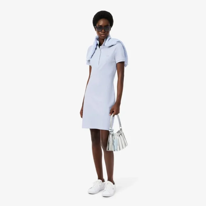 Slim-Fit-Stretch-Mini-Piqué-Poloshirt-Kleid für Damen