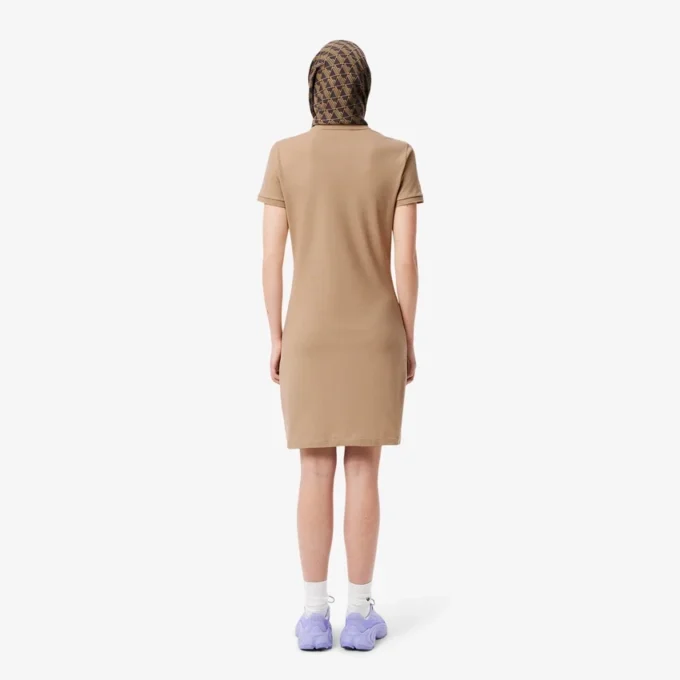 Slim-Fit-Stretch-Mini-Piqué-Poloshirt-Kleid für Damen