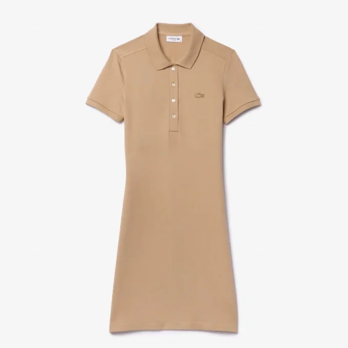 Slim-Fit-Stretch-Mini-Piqué-Poloshirt-Kleid für Damen