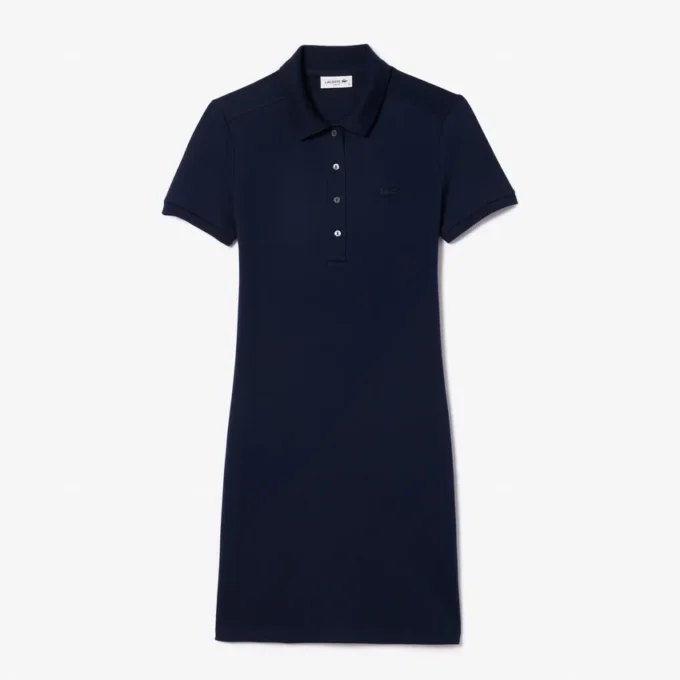Slim-Fit-Stretch-Mini-Piqué-Poloshirt-Kleid für Damen