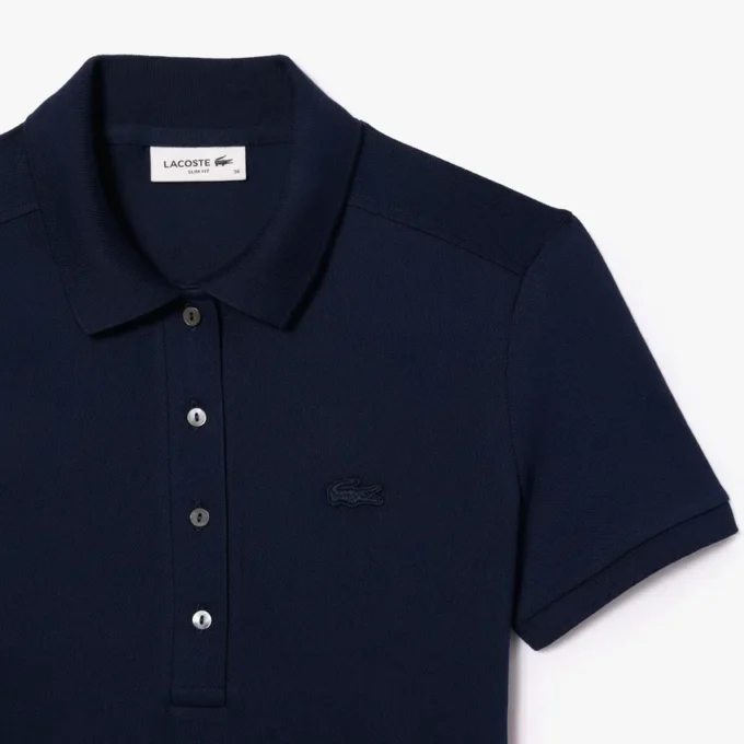 Slim-Fit-Stretch-Mini-Piqué-Poloshirt-Kleid für Damen