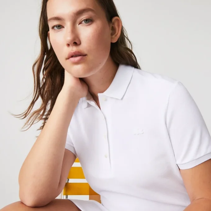 Slim-Fit-Stretch-Mini-Piqué-Poloshirt-Kleid für Damen