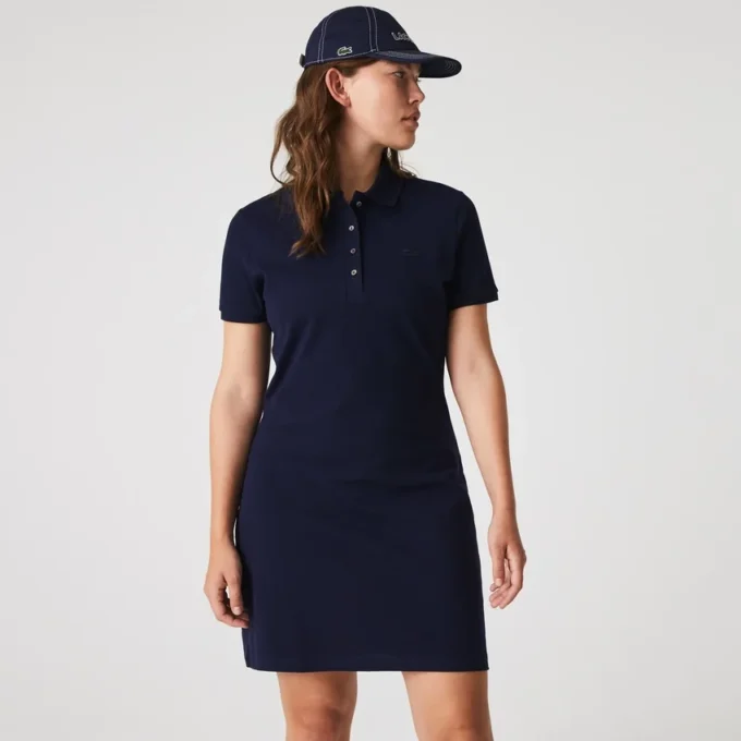 Slim-Fit-Stretch-Mini-Piqué-Poloshirt-Kleid für Damen