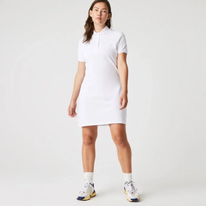 Slim-Fit-Stretch-Mini-Piqué-Poloshirt-Kleid für Damen
