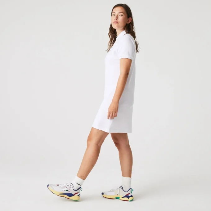 Slim-Fit-Stretch-Mini-Piqué-Poloshirt-Kleid für Damen