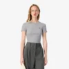 Slim-Fit-T-Shirt aus geripptem Baumwollstoff für Damen