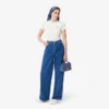 Slim-Fit-T-Shirt aus geripptem Baumwollstoff für Damen