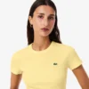 Slim-Fit-T-Shirt aus geripptem Baumwollstoff für Damen