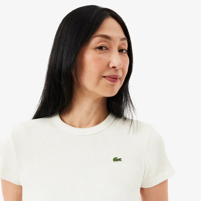 Slim-Fit-T-Shirt aus geripptem Baumwollstoff für Damen
