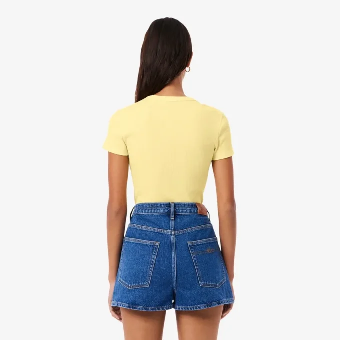 Slim-Fit-T-Shirt aus geripptem Baumwollstoff für Damen