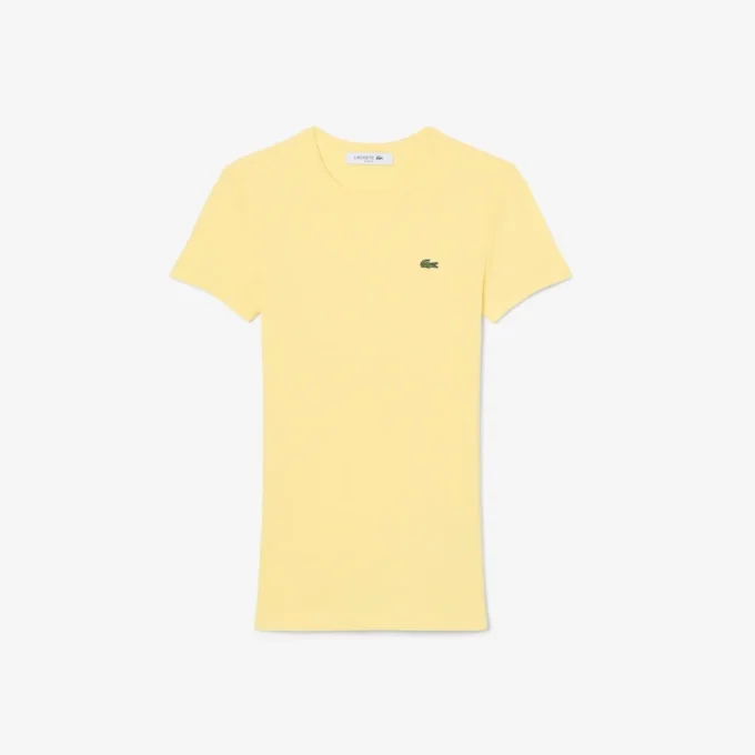 Slim-Fit-T-Shirt aus geripptem Baumwollstoff für Damen