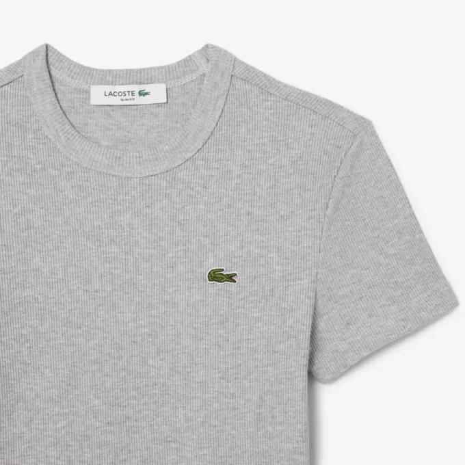 Slim-Fit-T-Shirt aus geripptem Baumwollstoff für Damen