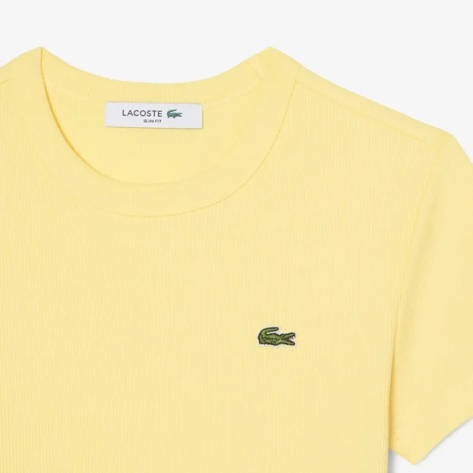 Slim-Fit-T-Shirt aus geripptem Baumwollstoff für Damen
